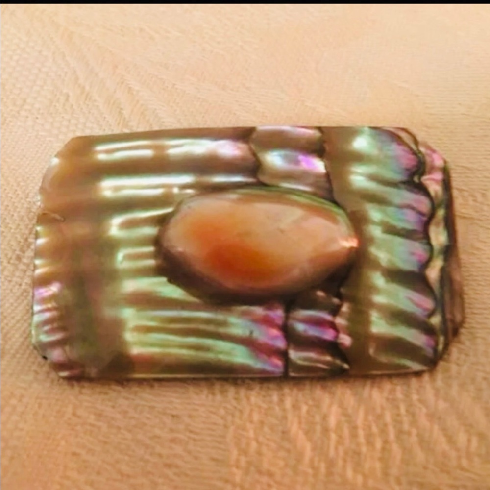 Antique Blister Pearl Rainbow Brooch